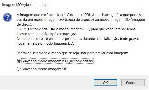 Imagem ISOHybrid detectada